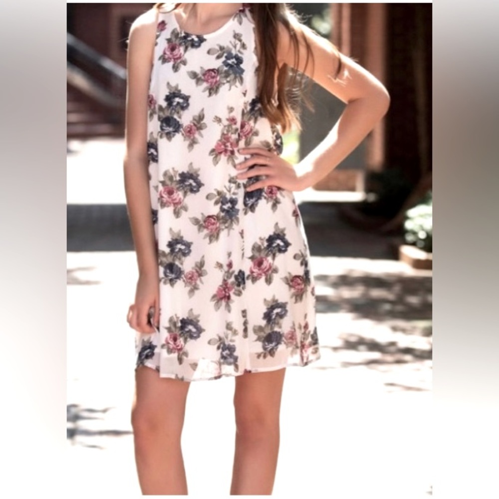 Abercrombie & Fitch Sleeveless Chiffon Floral Print A-line Mini Dress
